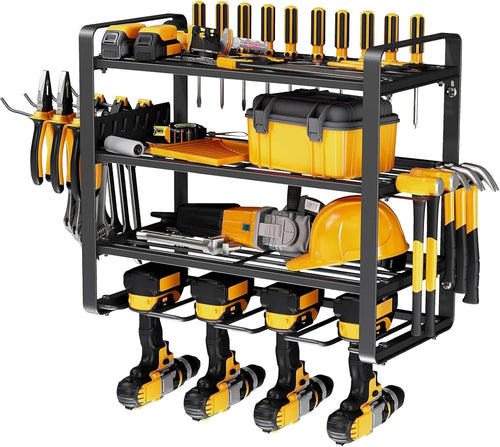 Wall Mount Power Tool Organizer 4 Drill Holders 4 Layers – 200Lbs Load