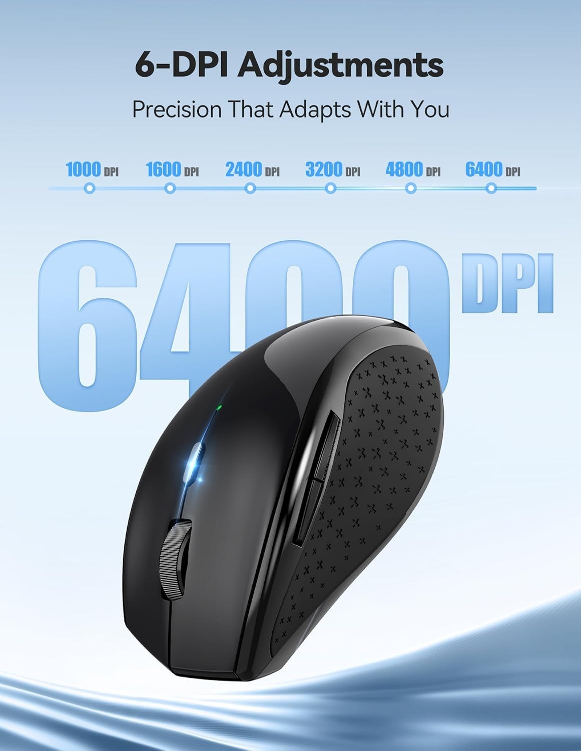Rechargeable Wireless Mouse 6400 DPI Silent Ergonomic USB Laptop PC