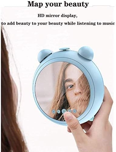 Blue Mini Alarm Clock Bluetooth Speaker Night Light Portable Loud Sound