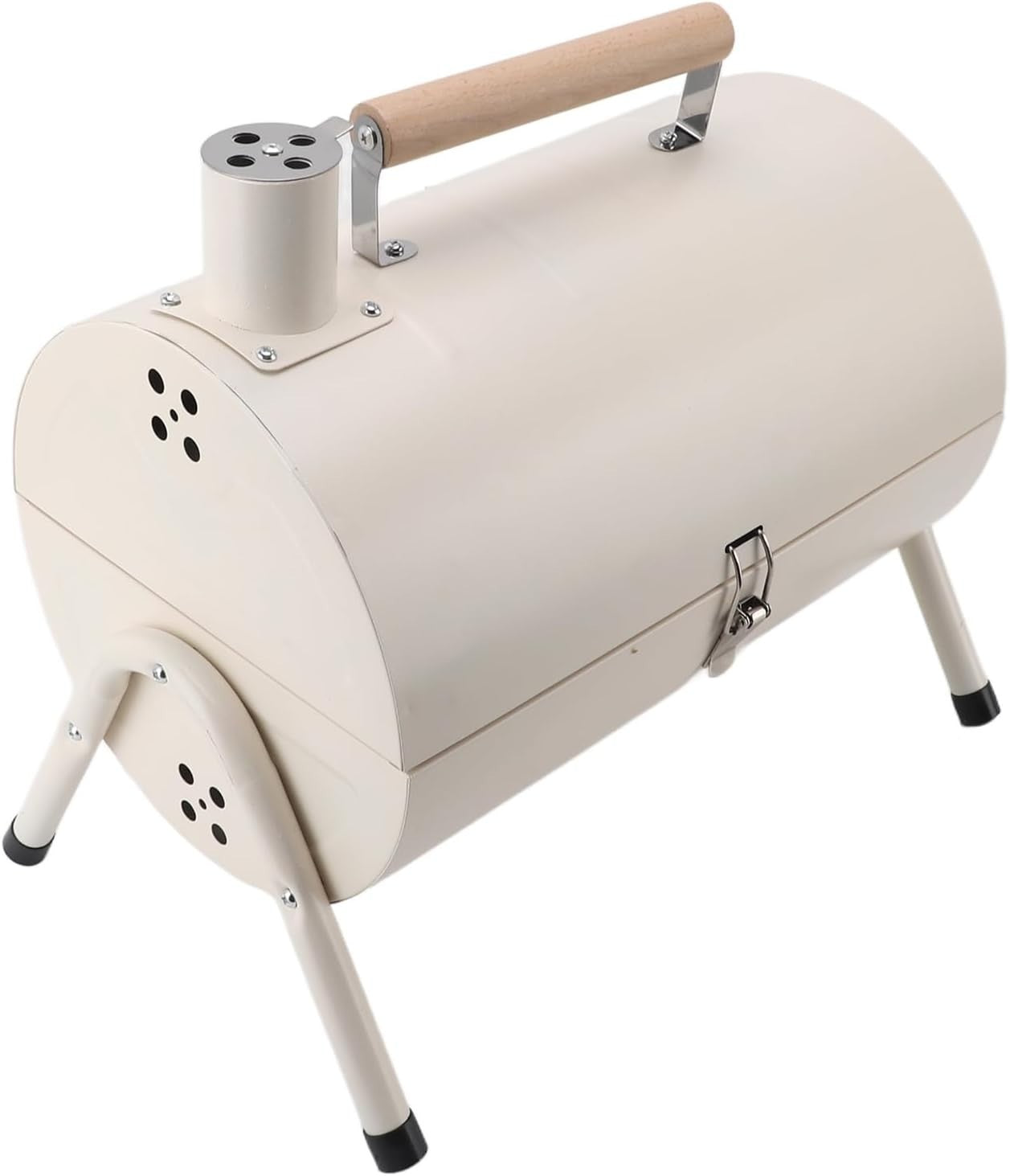 Portable Barrel Charcoal BBQ Grill with Chimney Vent, Folding Legs