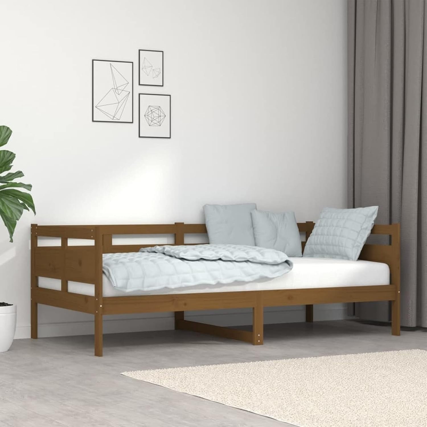 Solid Pine Wood Daybed Sofa Bed 90x190cm | Rustic Guest Bed for Indoor/Outdoor