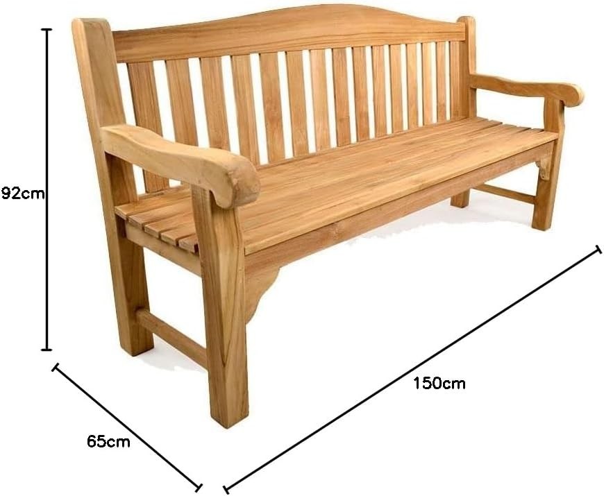 Solid Teak Wood Garden Bench Outdoor Patio Balcony 3 Seater Oxford