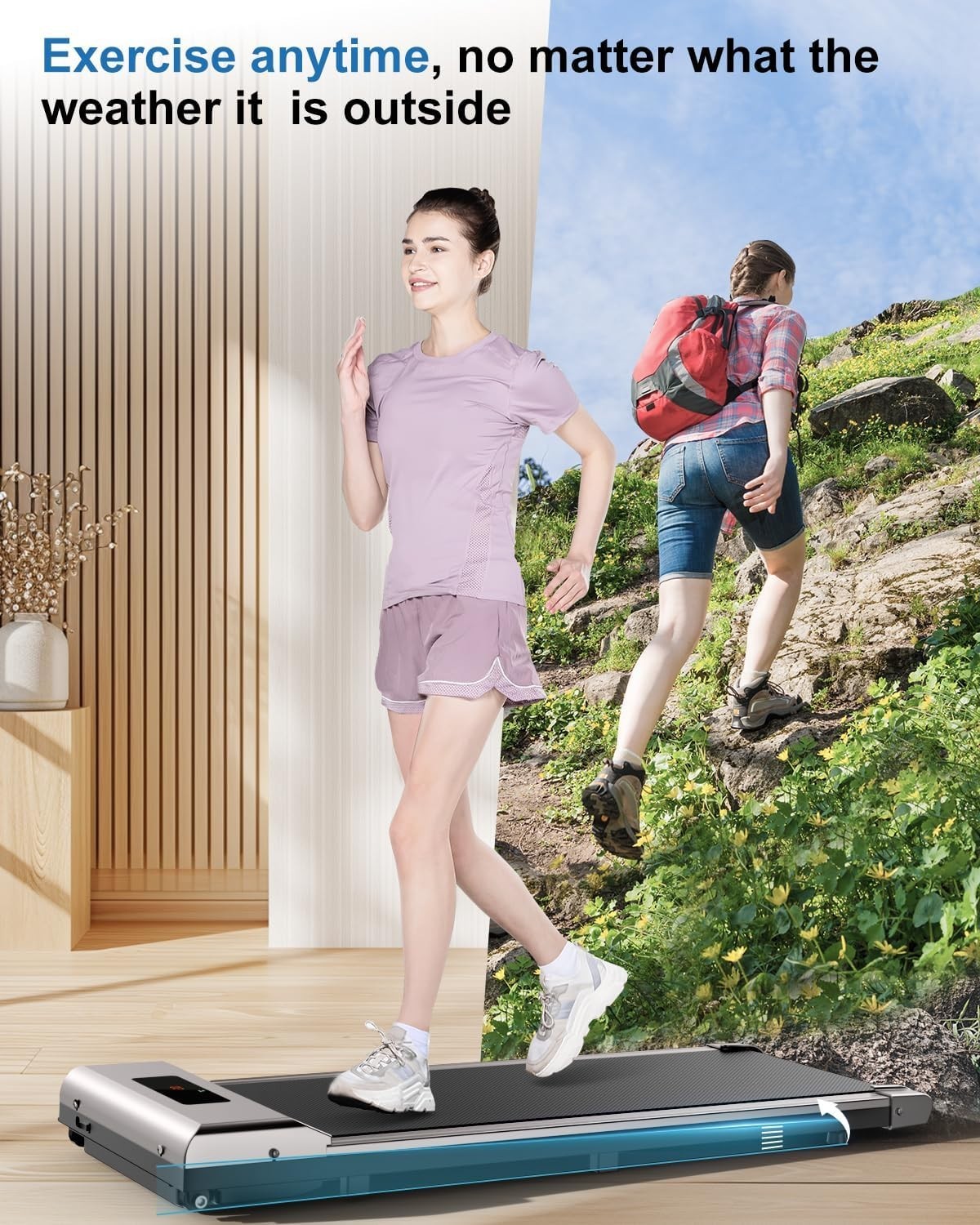 Under Desk Walking Treadmill 1-10km/h Ultra Slim Quiet Home Gym Fitness