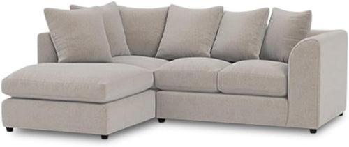 Left Hand Cream Corner Sofa 4 Seater – Modular L Shape Couch with Cushions