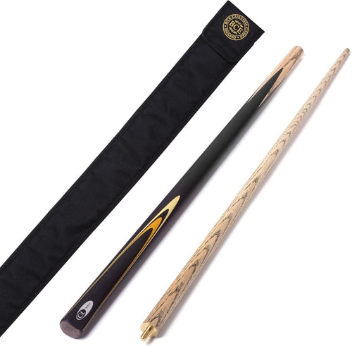 2 Piece Ash Snooker Pool Cue 57in 9.5mm Tip Black Butt Case
