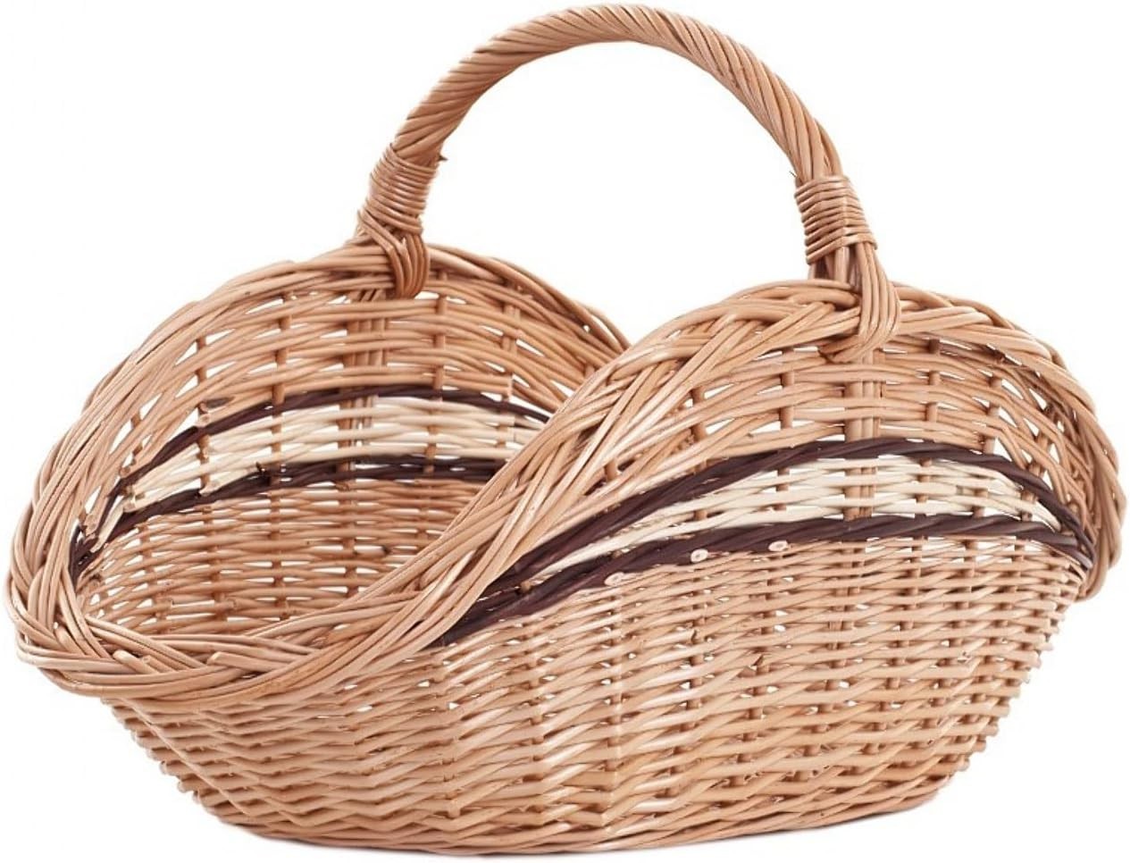 Rustic Wicker Log Basket with Handle, Durable Indoor Firewood Storage