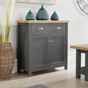 Dark Grey Sideboard Cabinet 2 Drawers 2 Doors Modern Storage Console Unit