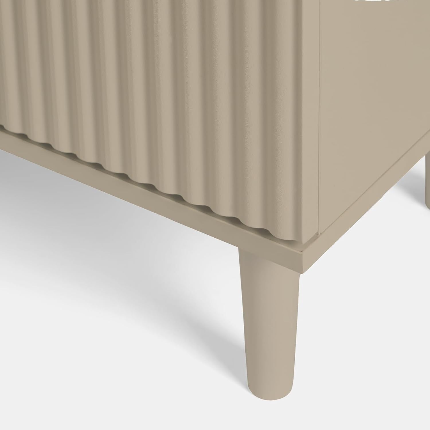 Taupe Under Sink Bathroom Cabinet Ribbed 2 Door Storage Cupboard 60x30x61cm