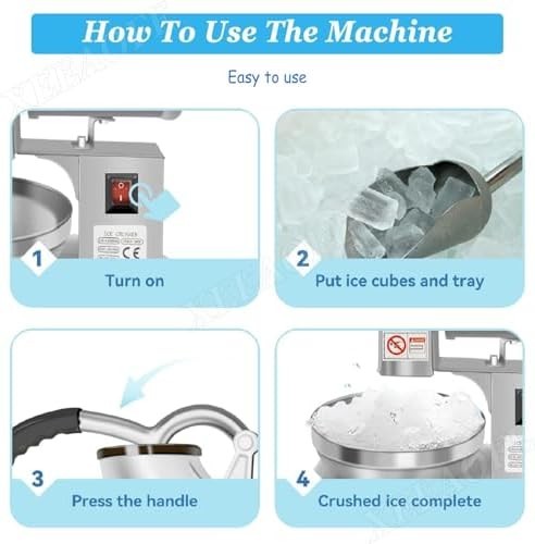 Electric Ice Crusher Slush Machine 350W Stainless Steel Dual Blade Shaver