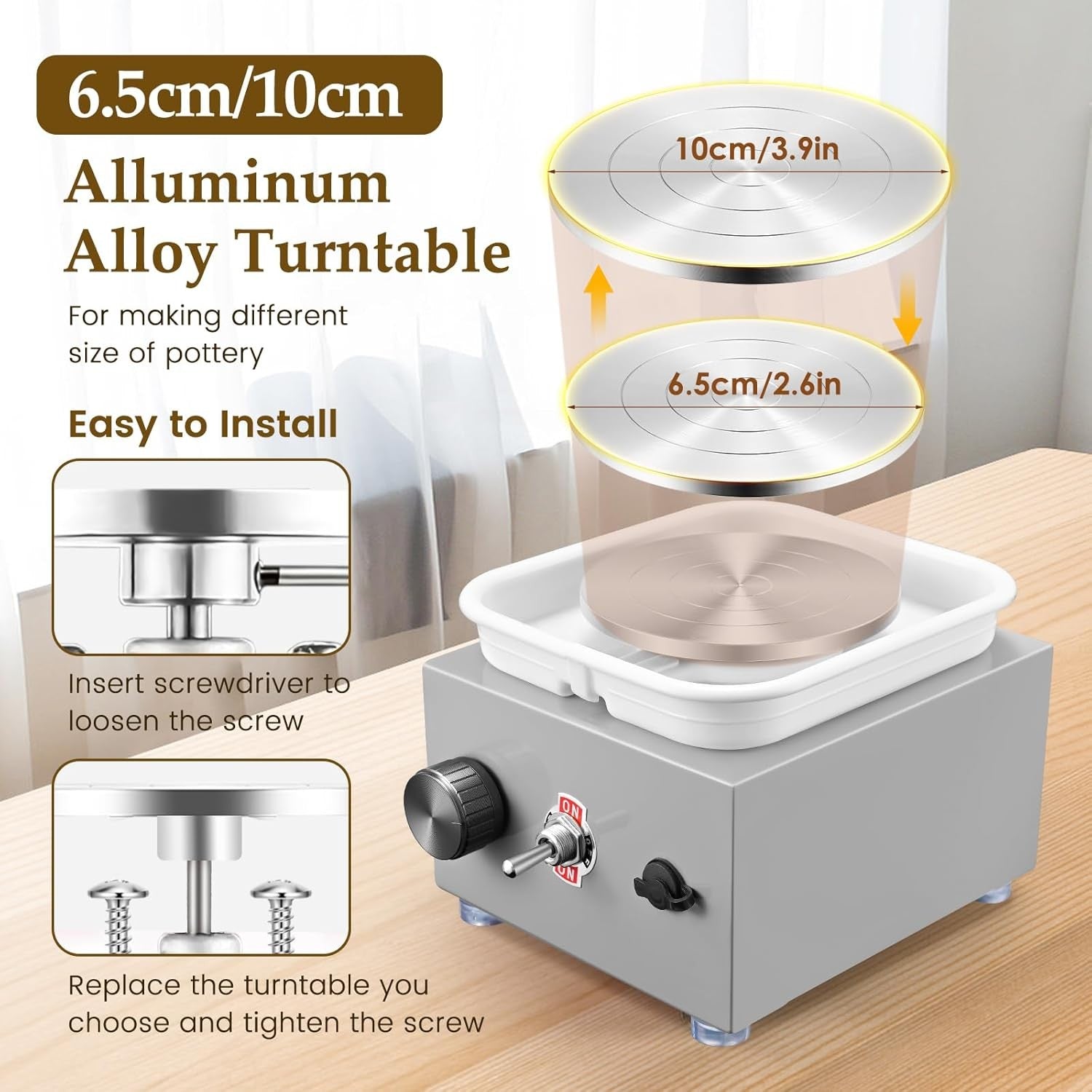 Mini Pottery Wheel Adjustable Speed Electric Ceramic Craft Kit Kids Adults