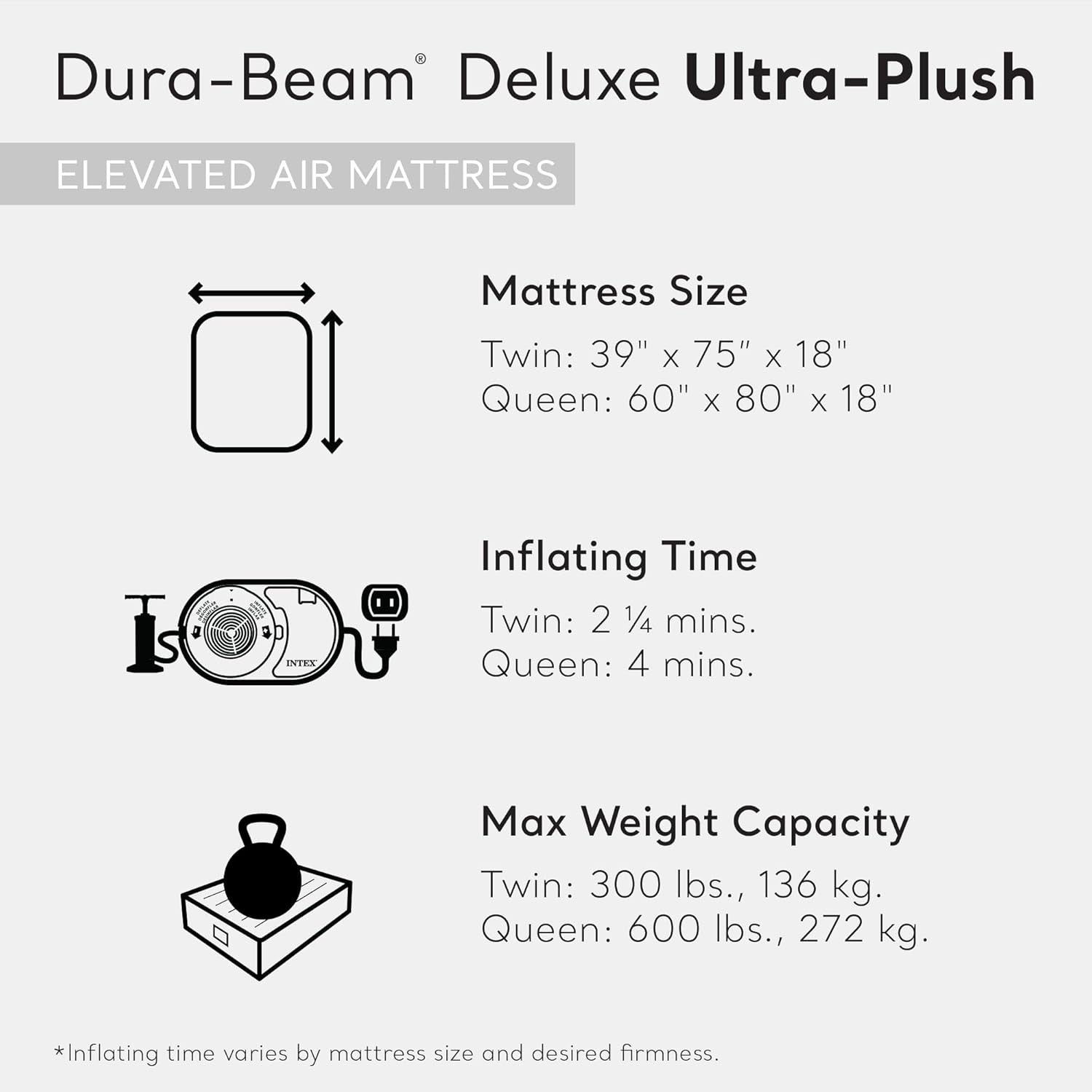 Luxury 18" Queen Air Mattress – Built-In Pump, Plush Comfort, Fiber-Tech