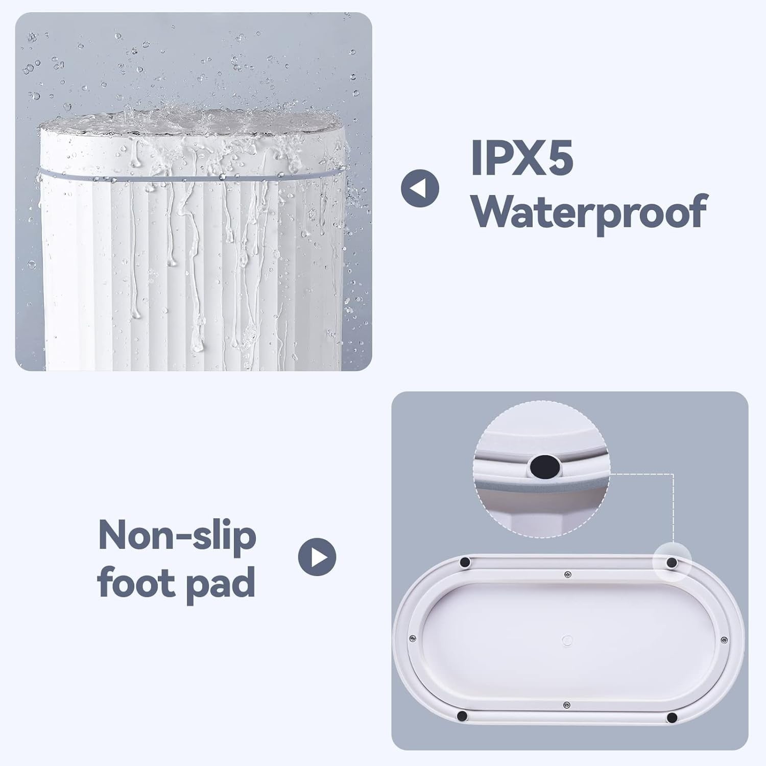 9.5L Touchless Bathroom Bin Motion Sensor Slim White Grey