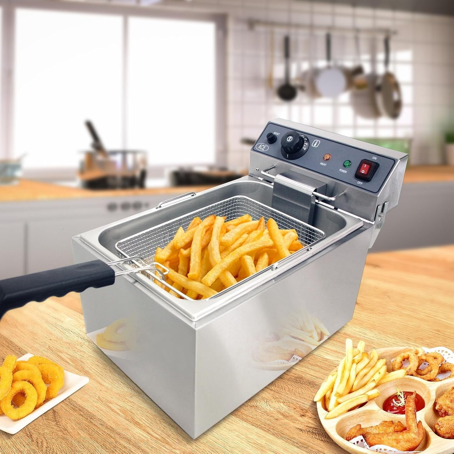 10L Electric Deep Fat Fryer 3000W Stainless Steel Countertop Chip Fryer