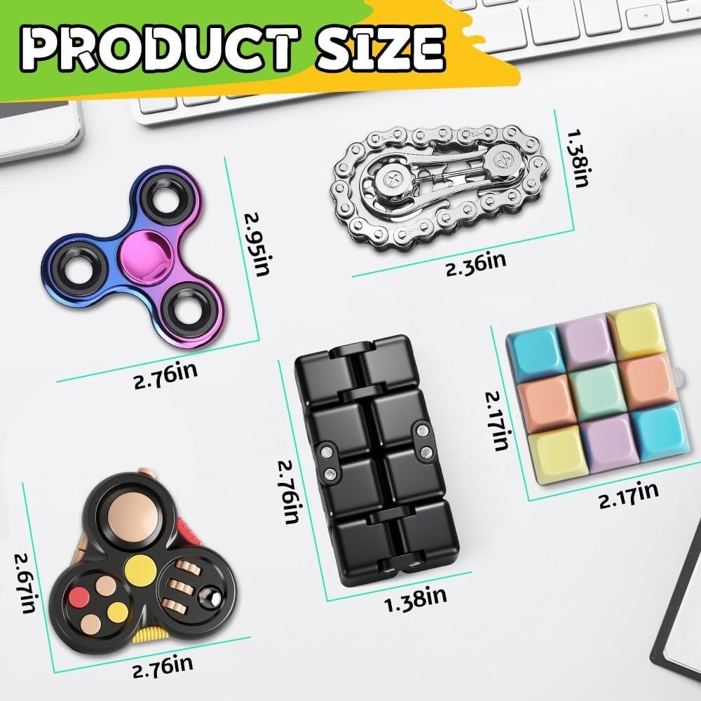 Fidget Toy Set Stress Relief Desk Gadgets Spinner Cube Clicker