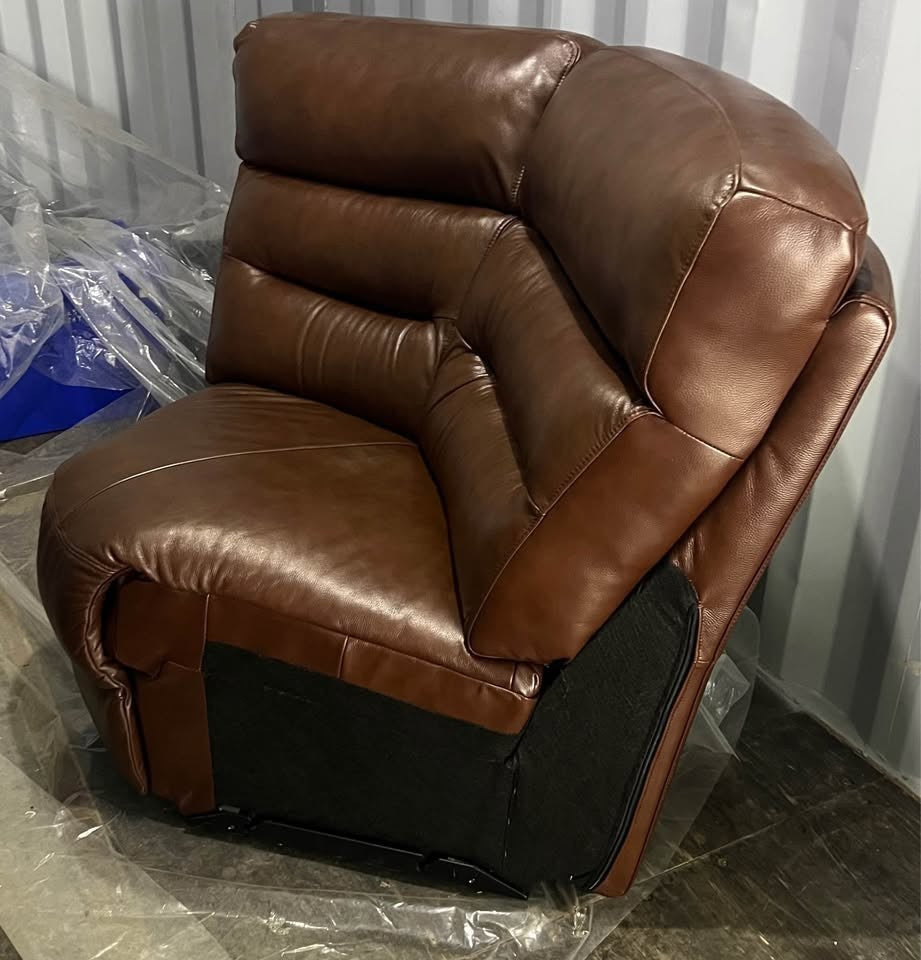 Chocolate Brown Modular Leather Corner Sofa (PTP)