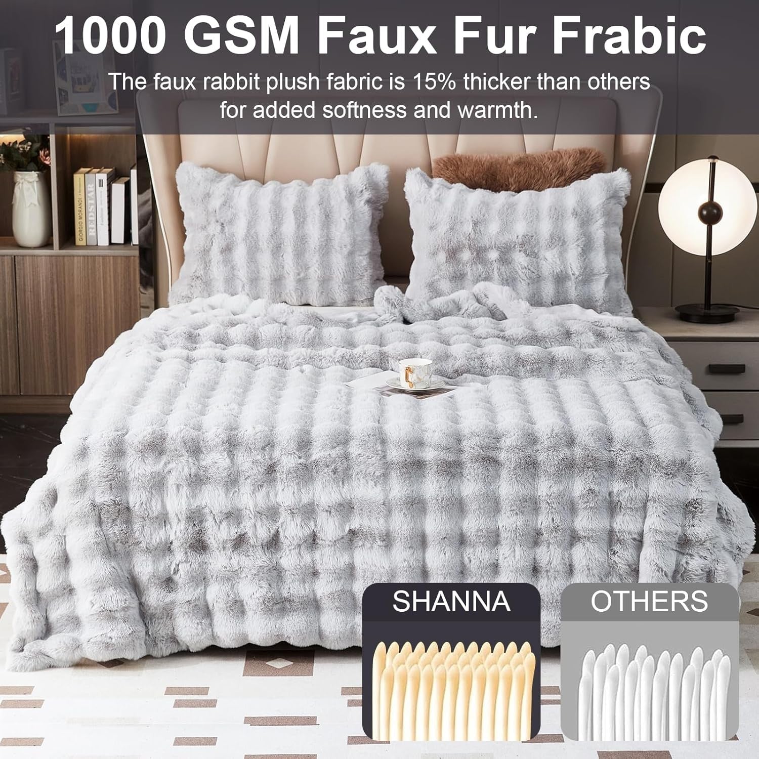 Luxury Thick Plush Fleece Throw Blanket Soft Warm Sofa Bed Light Grey 100x160cm