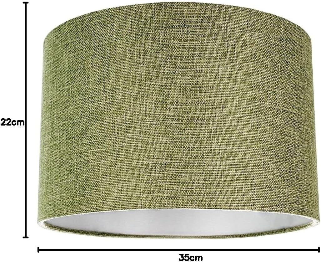 Olive Sage Green Drum Lampshade 35cm Linen Table Pendant Shade
