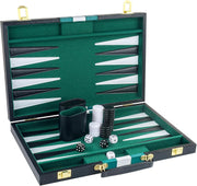 Backgammon Set 15in Faux Leather Case Travel Board Game for 2 Players