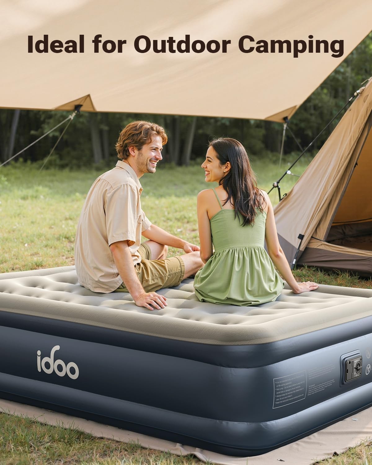 King Size Air Mattress Built-In Pump Quick Inflate Portable Bed 3 Min