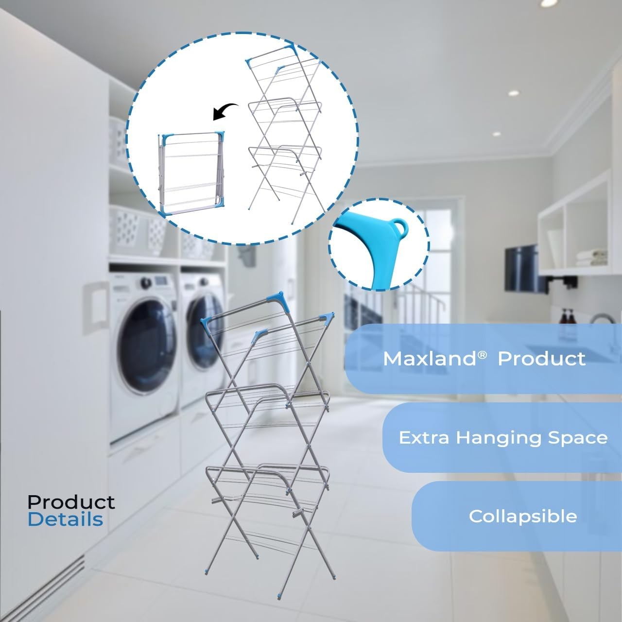 3 Tier Clothes Airer Folding Drying Rack Space Saving Indoor Outdoor Laundry