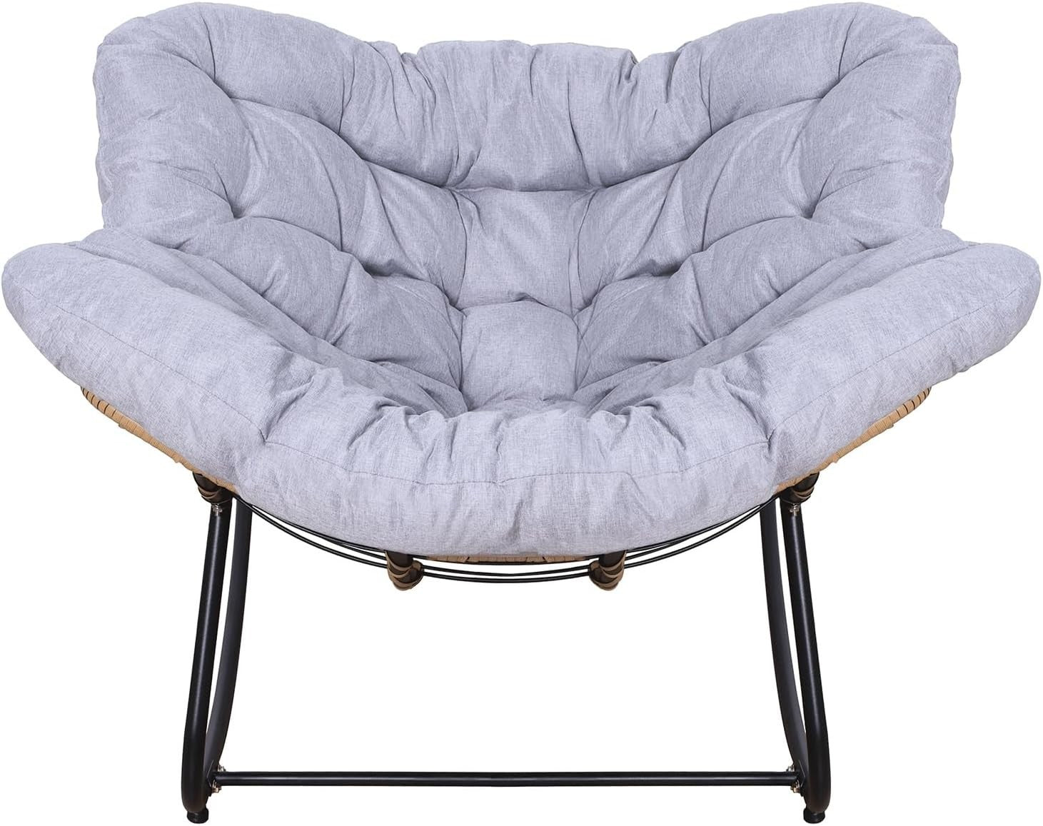 Comfy Egg Rocking Chair Padded Outdoor Indoor Lounge Patio Seat Grey