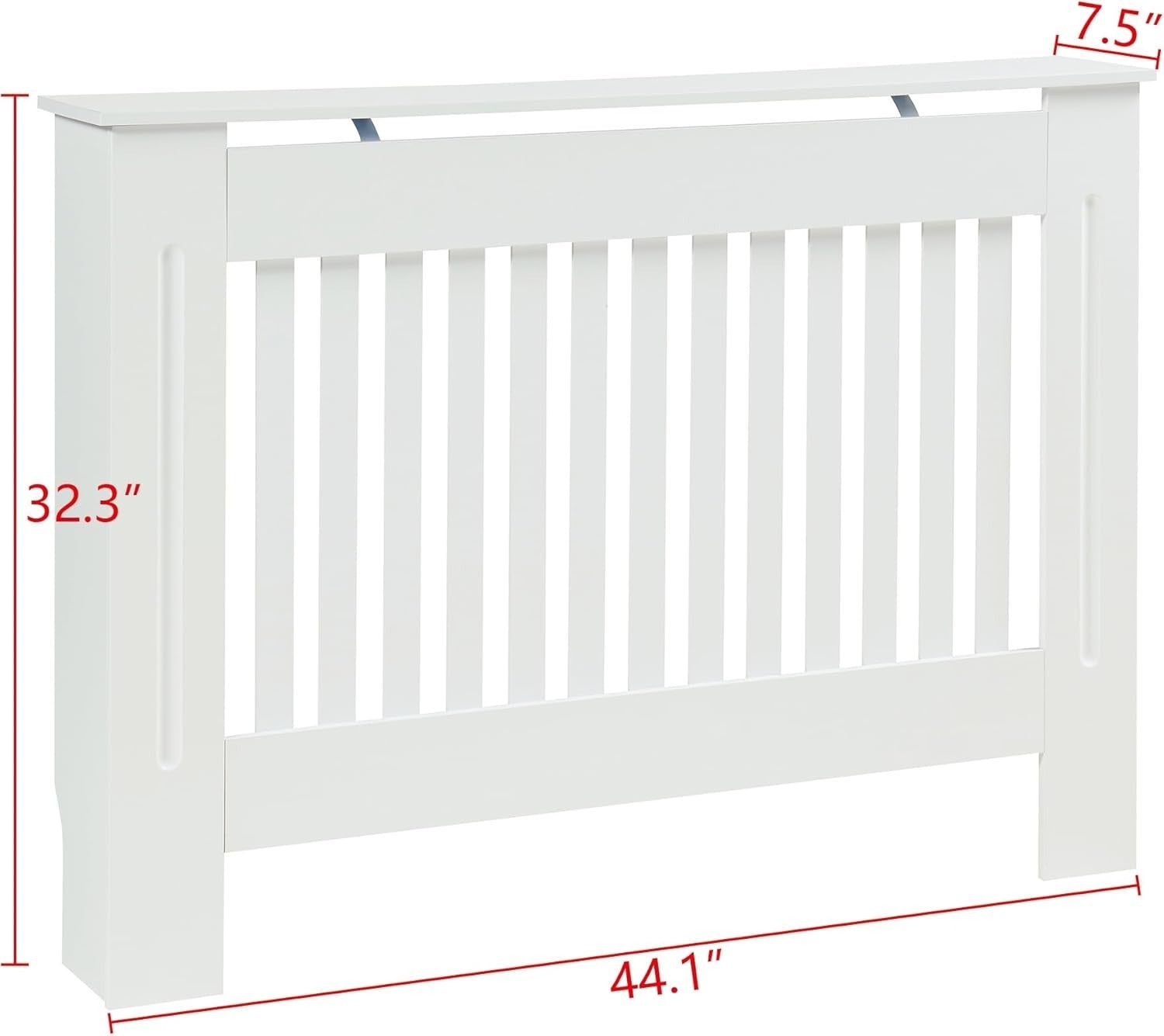 White Radiator Cover Medium 112cm Modern Slatted Wood Design Heating Cabinet