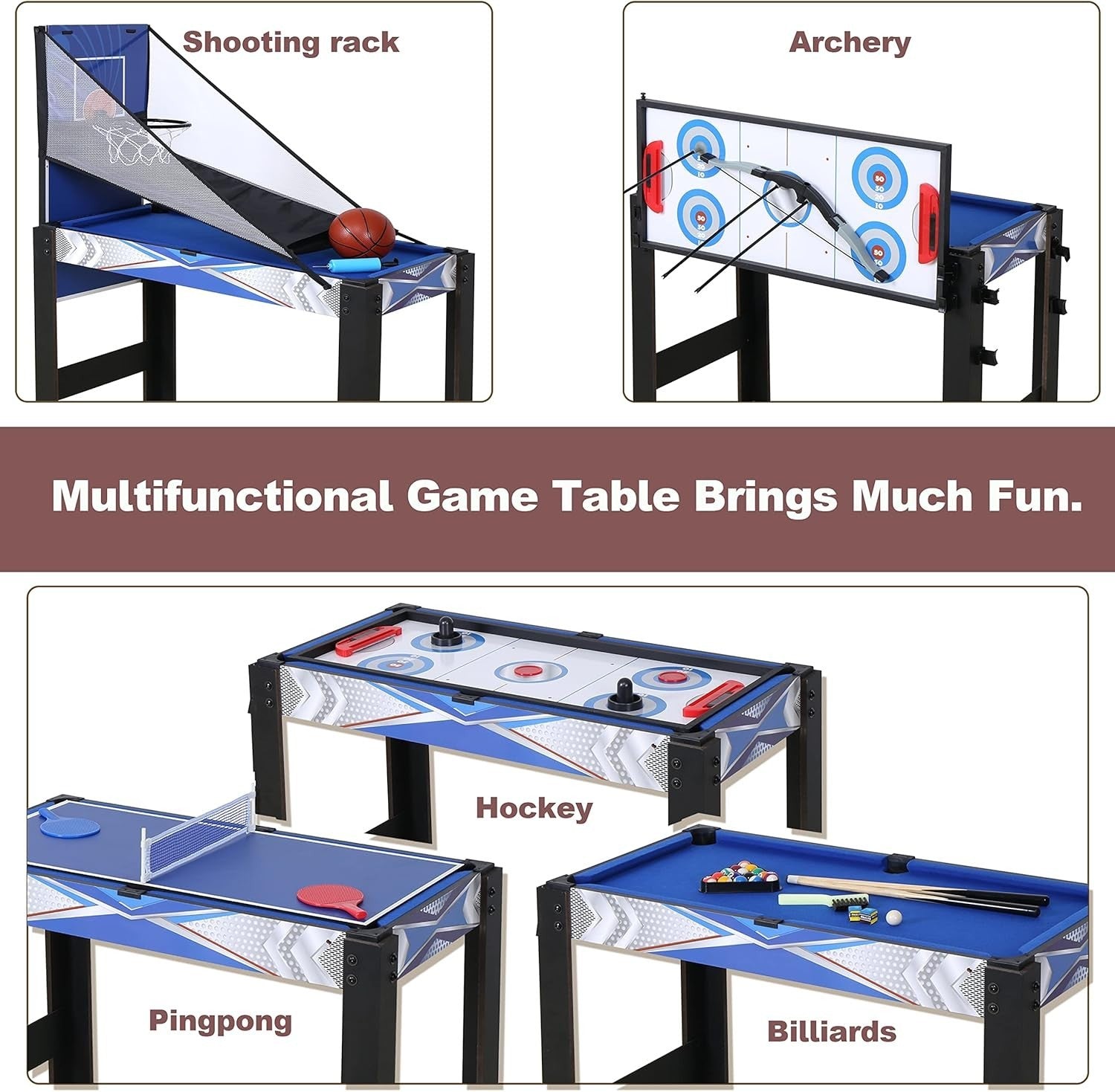 36in 5 in 1 Multi Game Table Kids Pool Ping Pong Hockey Archery