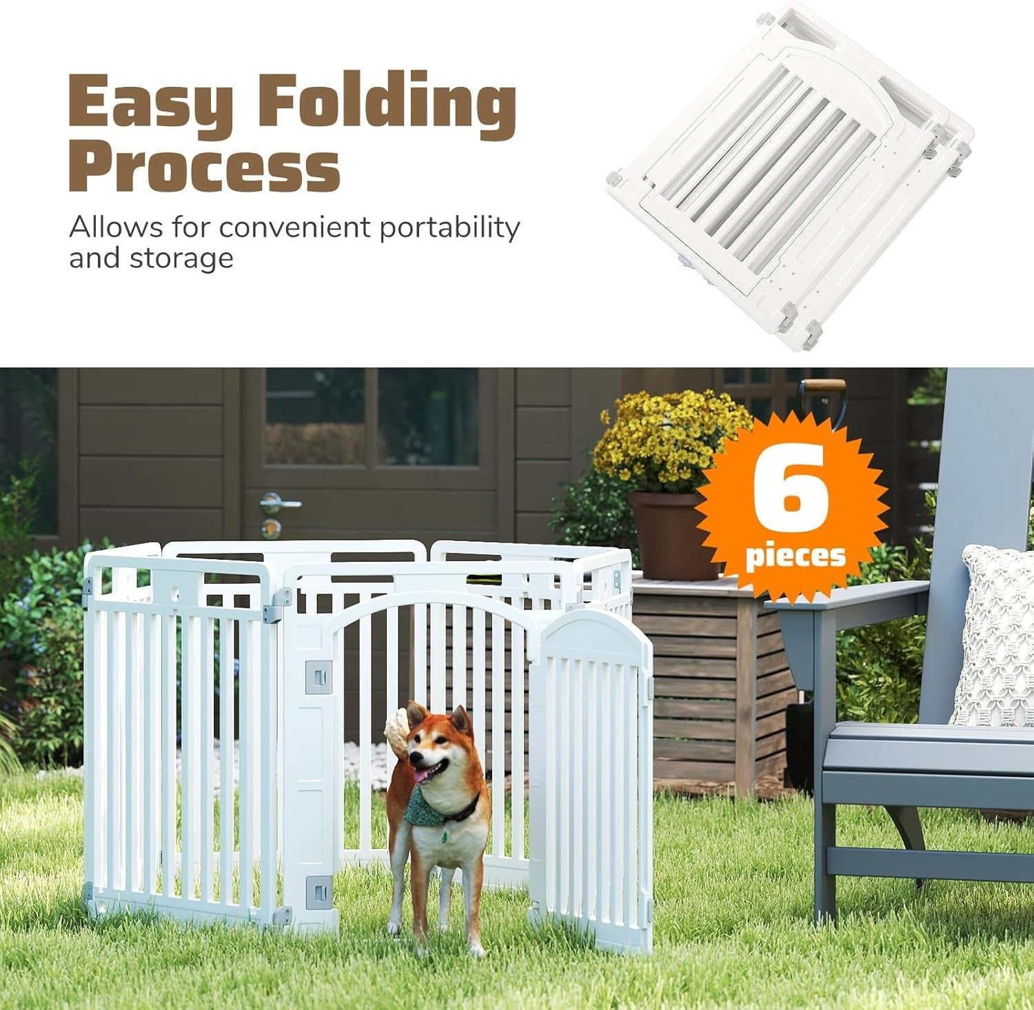 Foldable Dog Playpen with Lockable Gate for Small & Medium Pets Indoor Outdoor