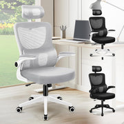 Ergonomic Office Chair Desk Computer Seat Mesh Back Flip-Up Arms Lumbar Grey