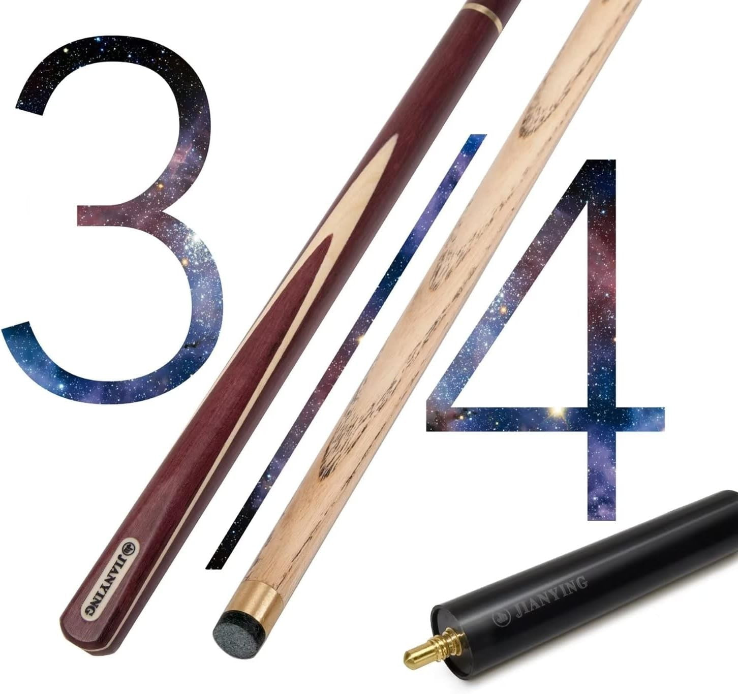 57" 3/4 Jointed Ash Snooker Pool Cue 10mm Tip Extension Hard Case