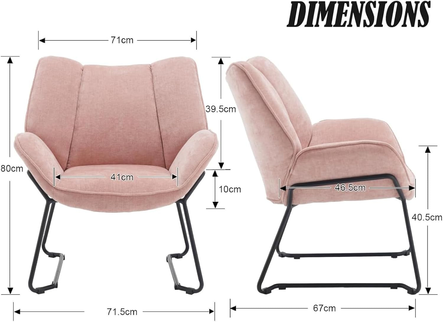 Pink Chenille Accent Tub Chair Metal Legs Modern Armchair