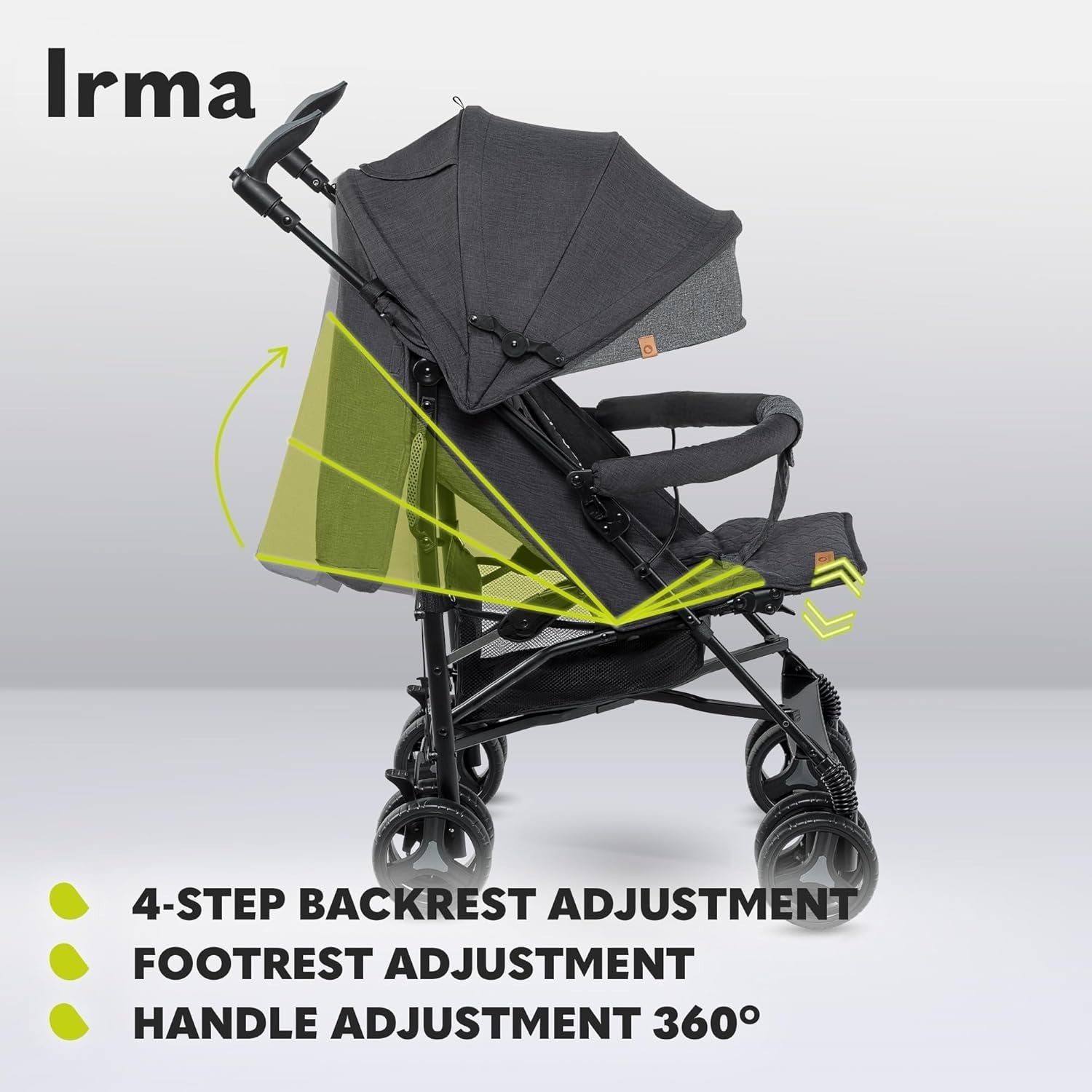 Foldable Baby Pram Lie Flat, Rotating Handles, Lightweight 7kg Travel