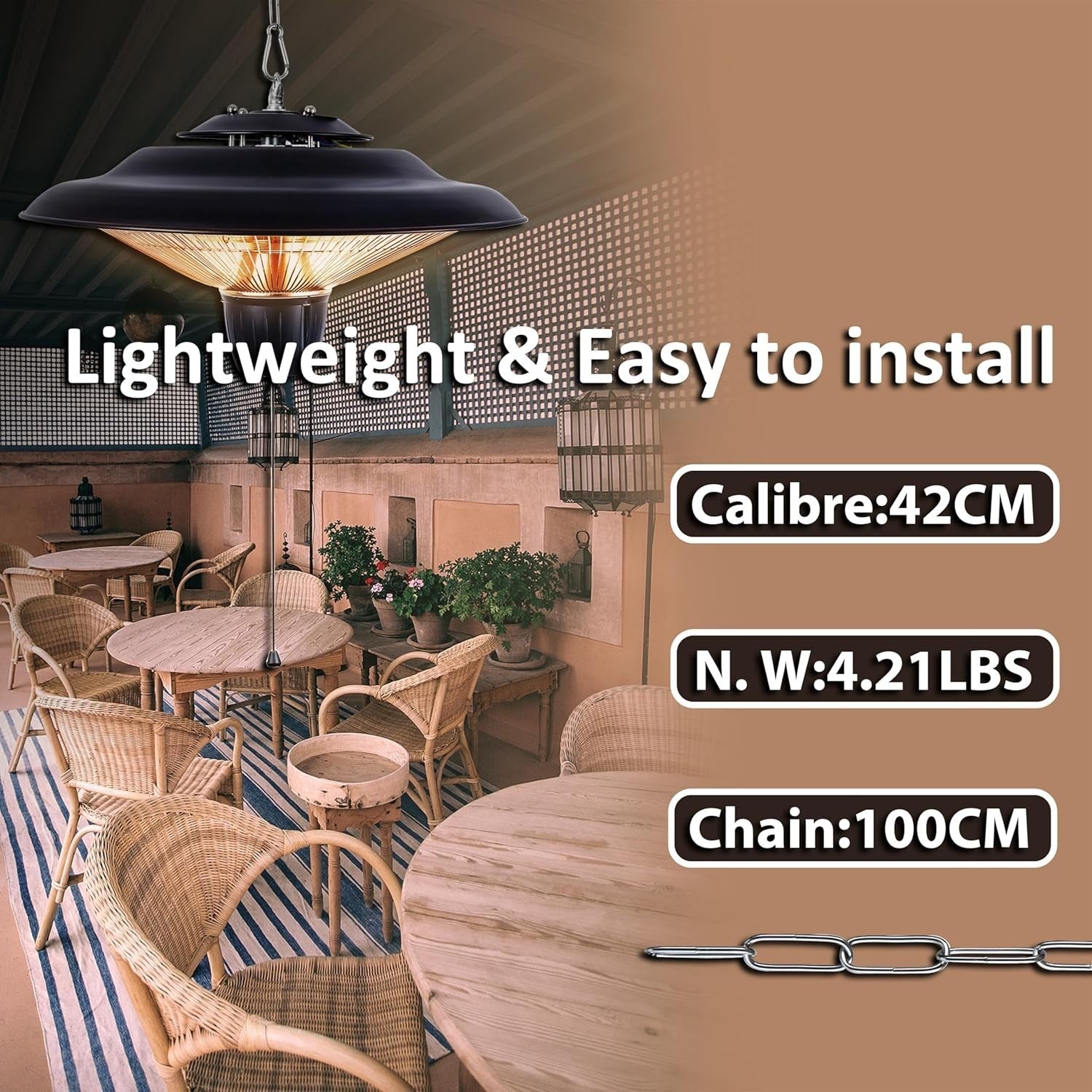 Ceiling Mounted Patio Heater 2000W Fast Heat Indoor Outdoor Waterproof