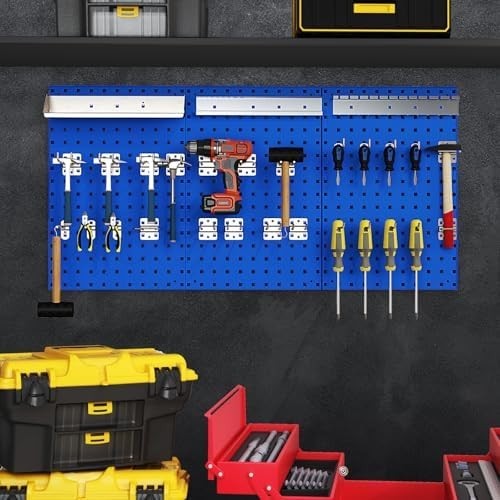 Wall-Mounted Pegboard Tool Organizer Kit 3 Boards 28 Accessories Black/Blue