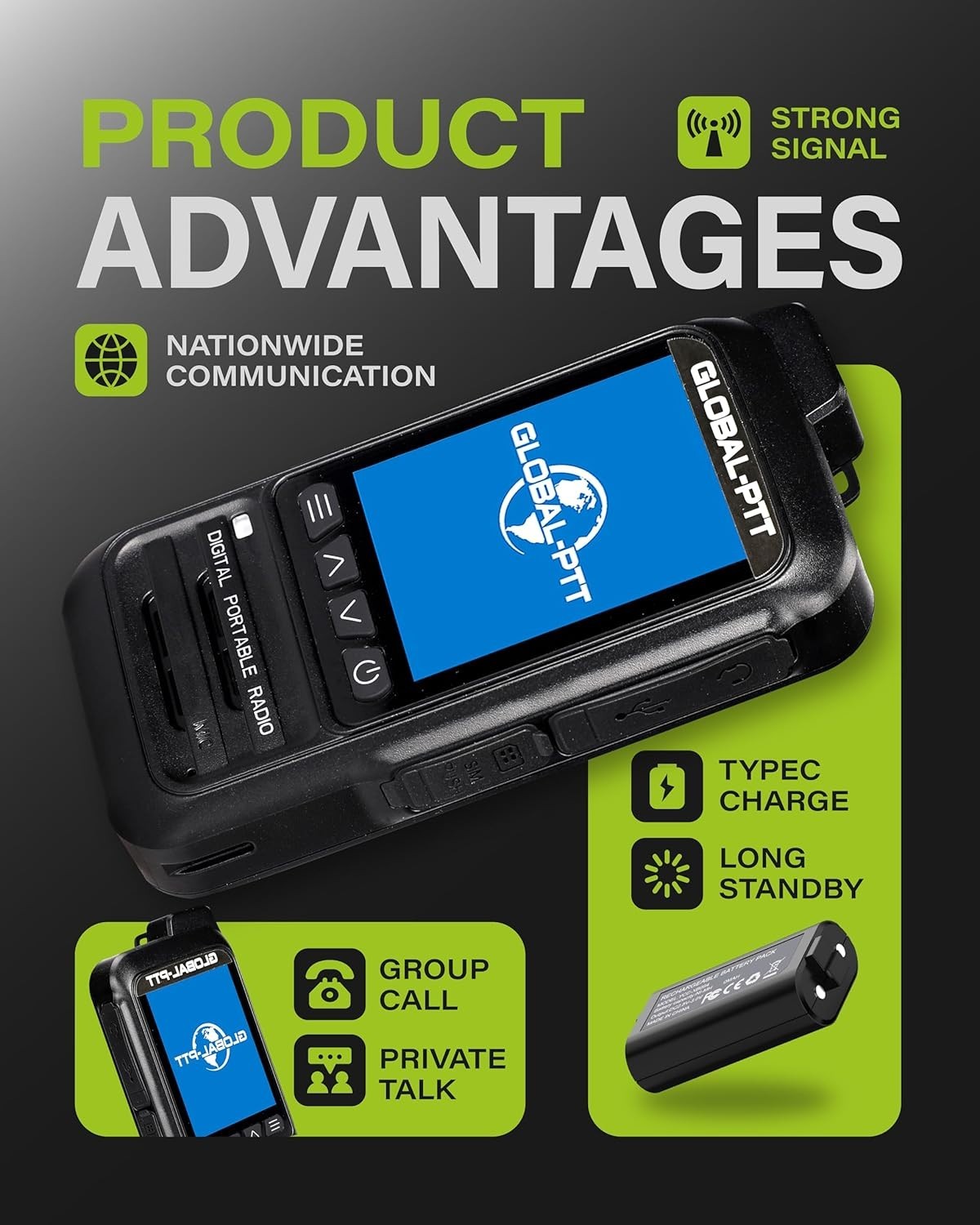 4G PTT Walkie Talkies IP67 Waterproof Unlimited Range 2 Pack