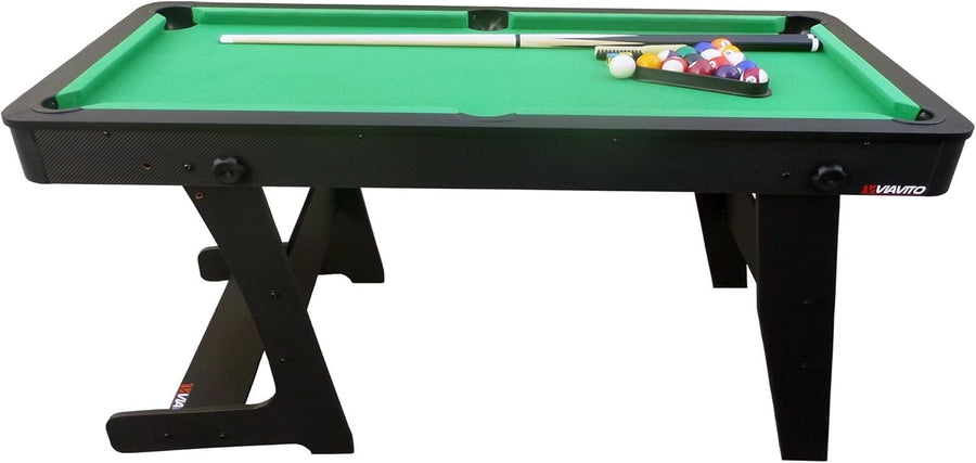 5FT Folding Pool Table Billiards Set Space Saving w Cues Balls
