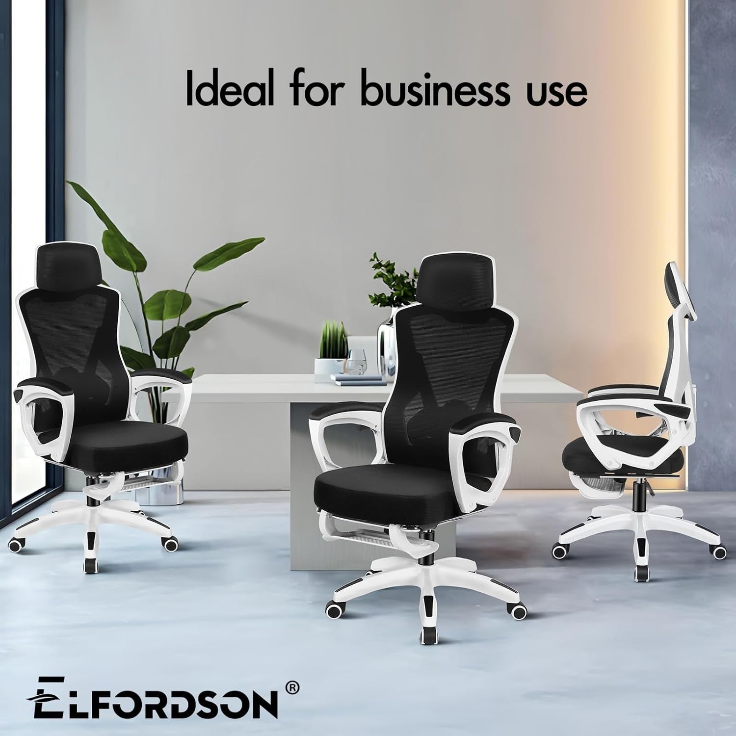 Ergonomic Office Chair Mesh Back Reclining Headrest Footrest Home Desk Seat