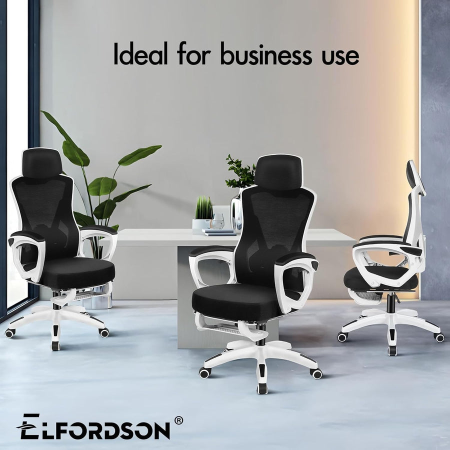 Ergonomic Office Chair Mesh Back Reclining Headrest Footrest Home Desk Seat