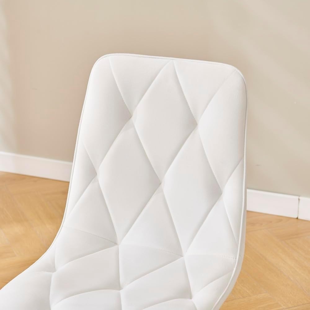 Round Glass Dining Table Set 2 White Velvet Chairs Compact Modern Kitchen