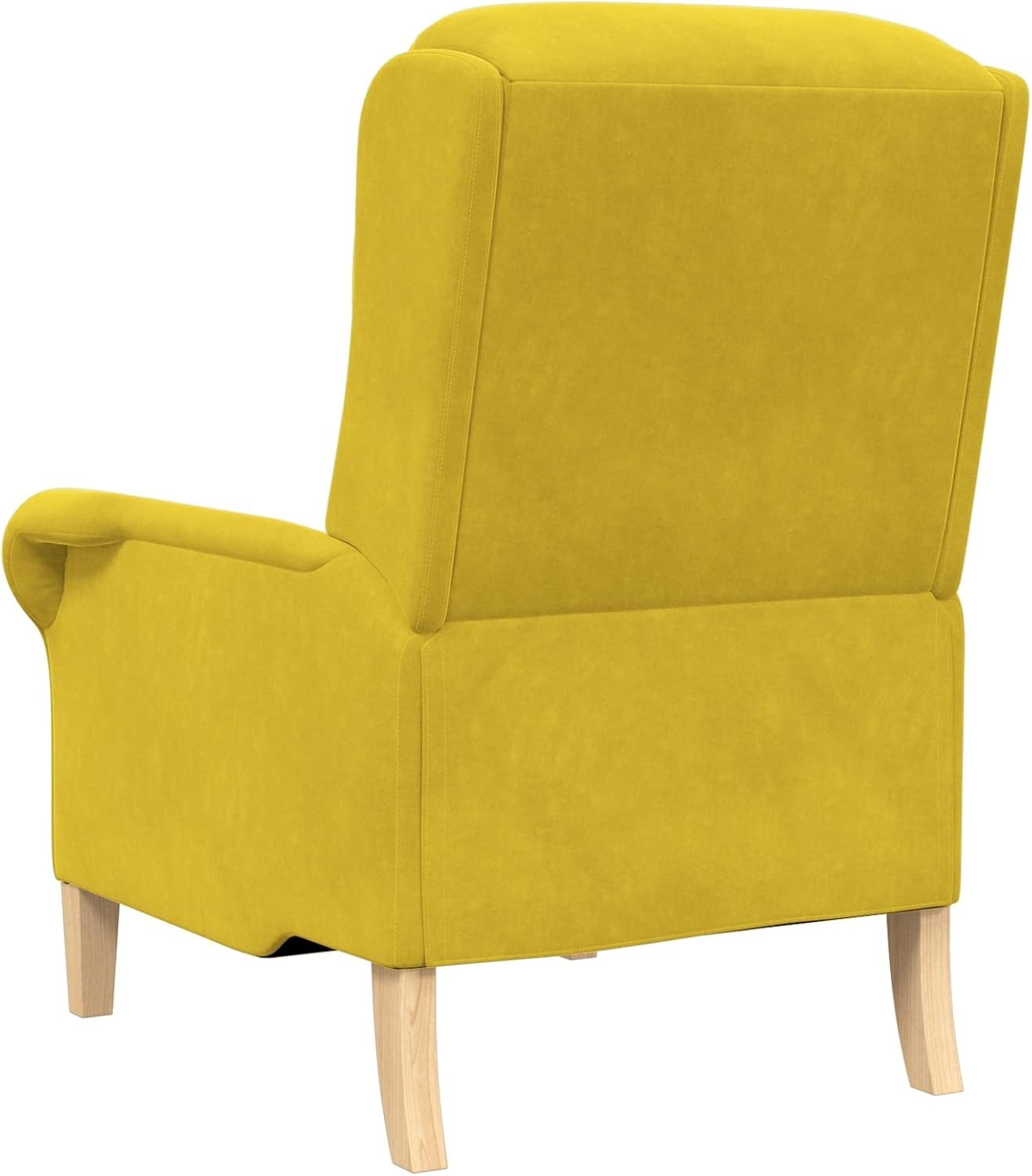 Yellow Highback Armchair Fabric Wingback Lounge Chair Wooden Legs