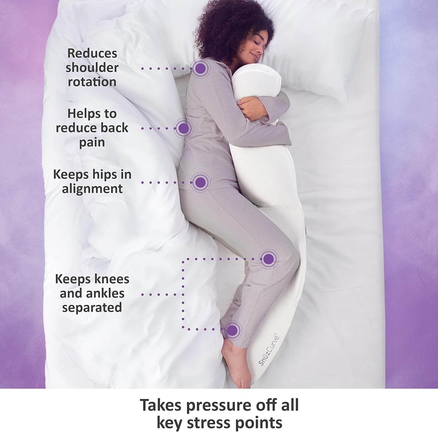 Pregnancy Pillow Curved Body Support Full Length Side Sleeper Washable