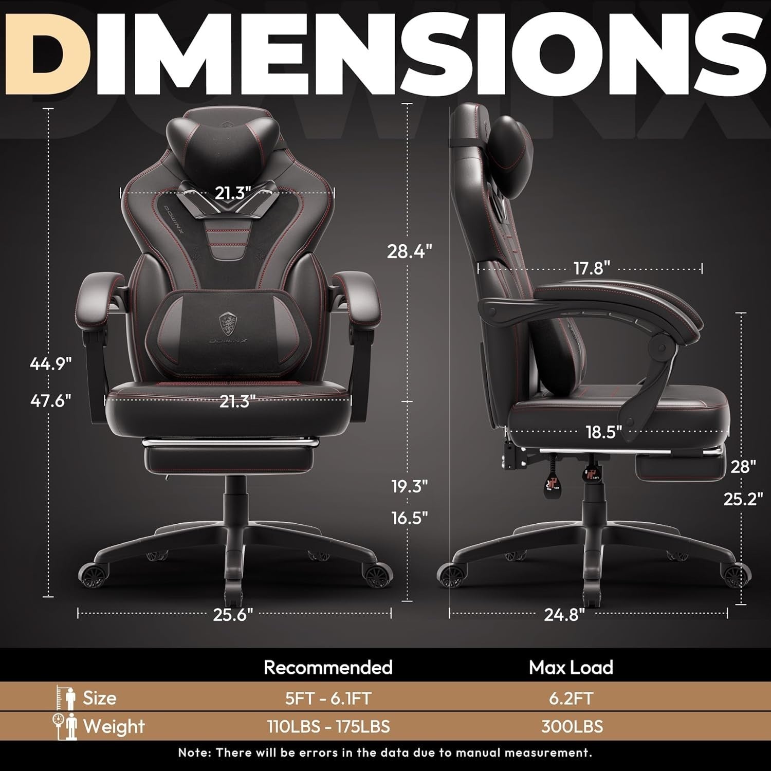 Ergonomic Reclining Gaming Chair Office Desk Seat Massage Headrest Footrest 70D