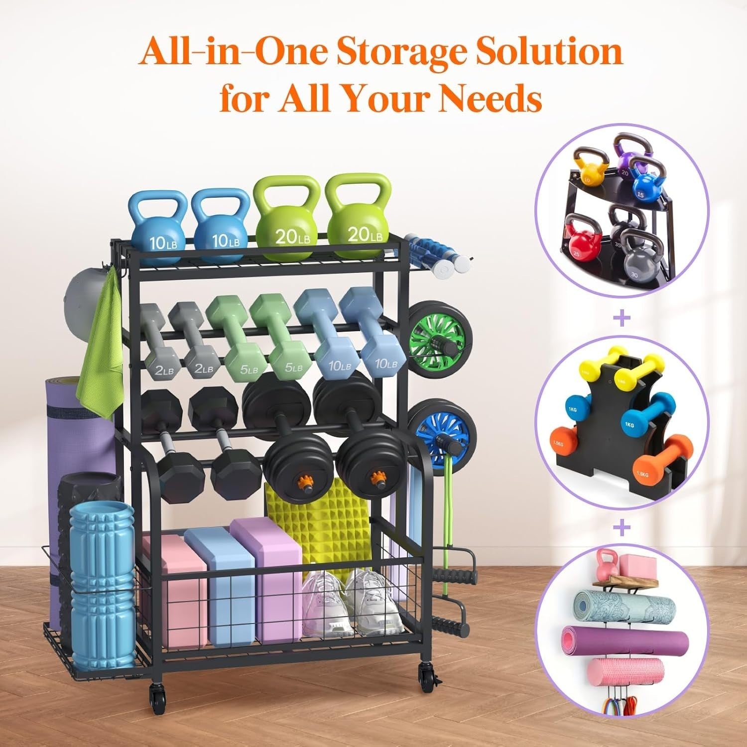 2-Tier Adjustable Dumbbell & Fitness Equipment Rack – Home Gym Storage