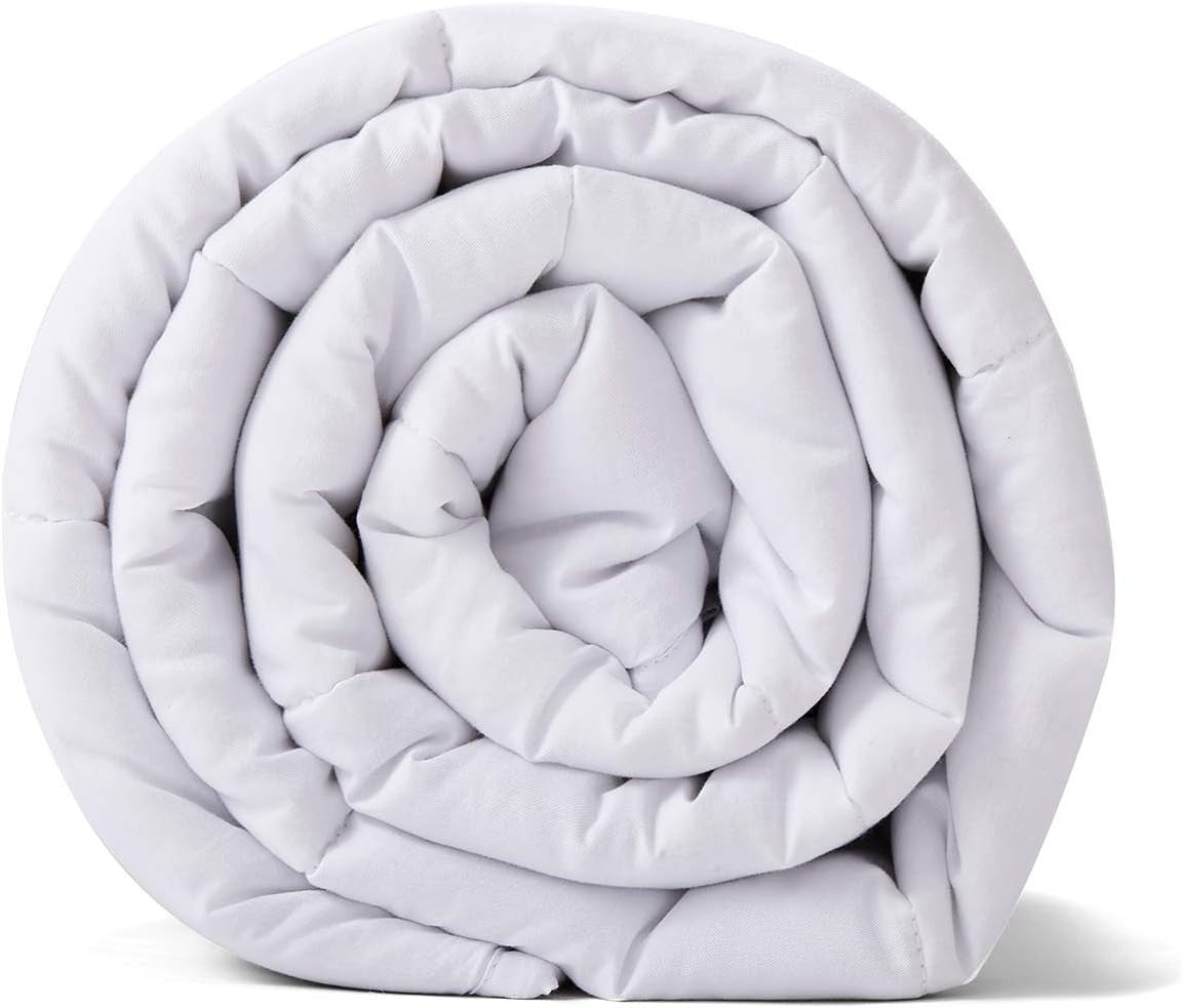 Weighted Blanket 60x80", 15lbs Cotton Glass Beads, Breathable, White
