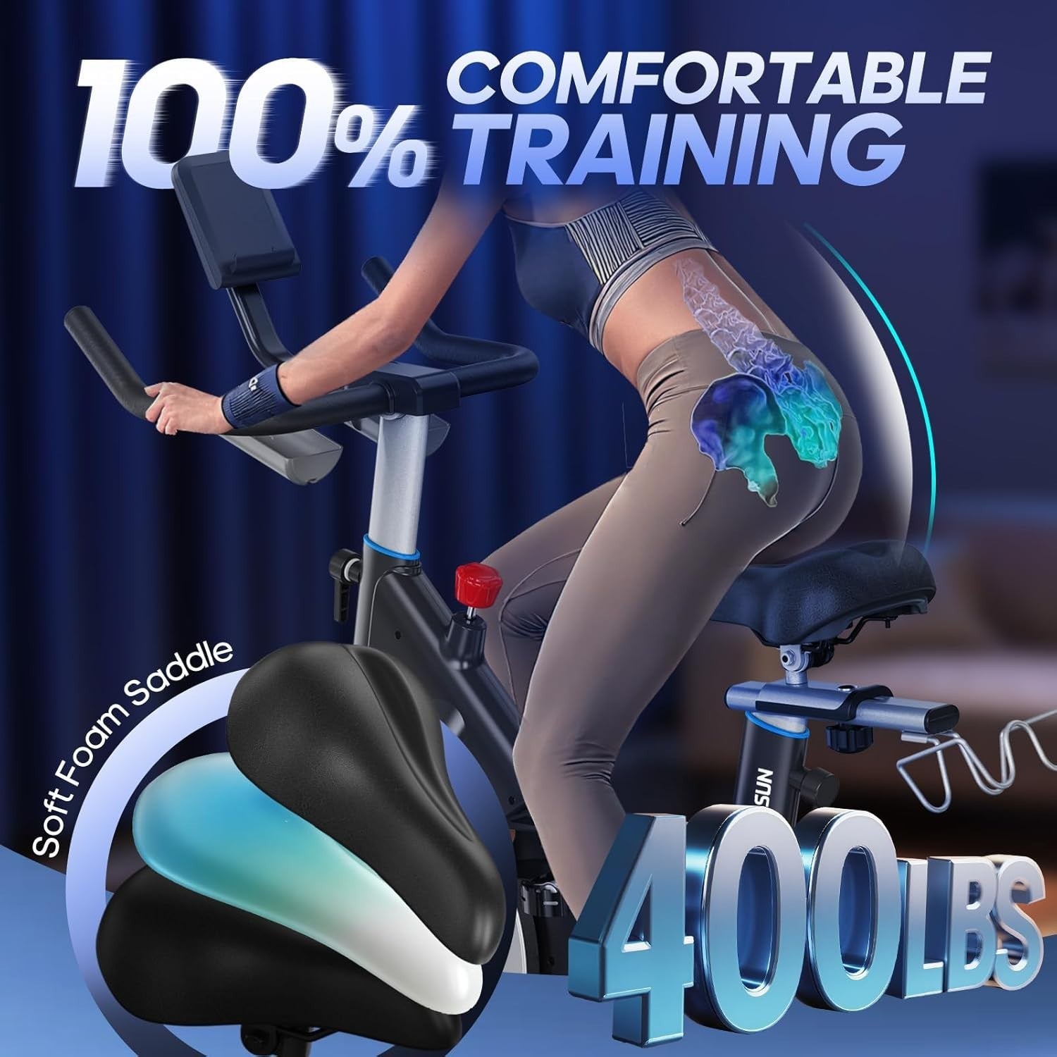 Quiet Magnetic Pro Exercise Bike w/ 15kg Flywheel, LCD, Rack & 400lb Capacity