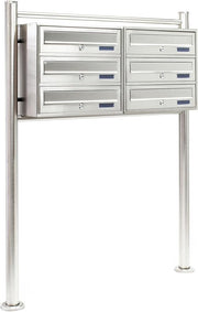 Outdoor Stainless Steel 6 Slot Letterbox System Secure Lockable Pedestal