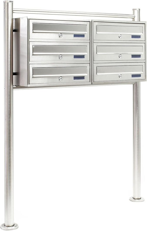Outdoor Stainless Steel 6 Slot Letterbox System Secure Lockable Pedestal