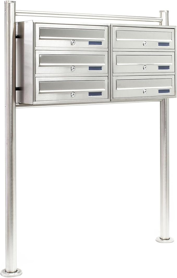 Outdoor Stainless Steel 6 Slot Letterbox System Secure Lockable Pedestal
