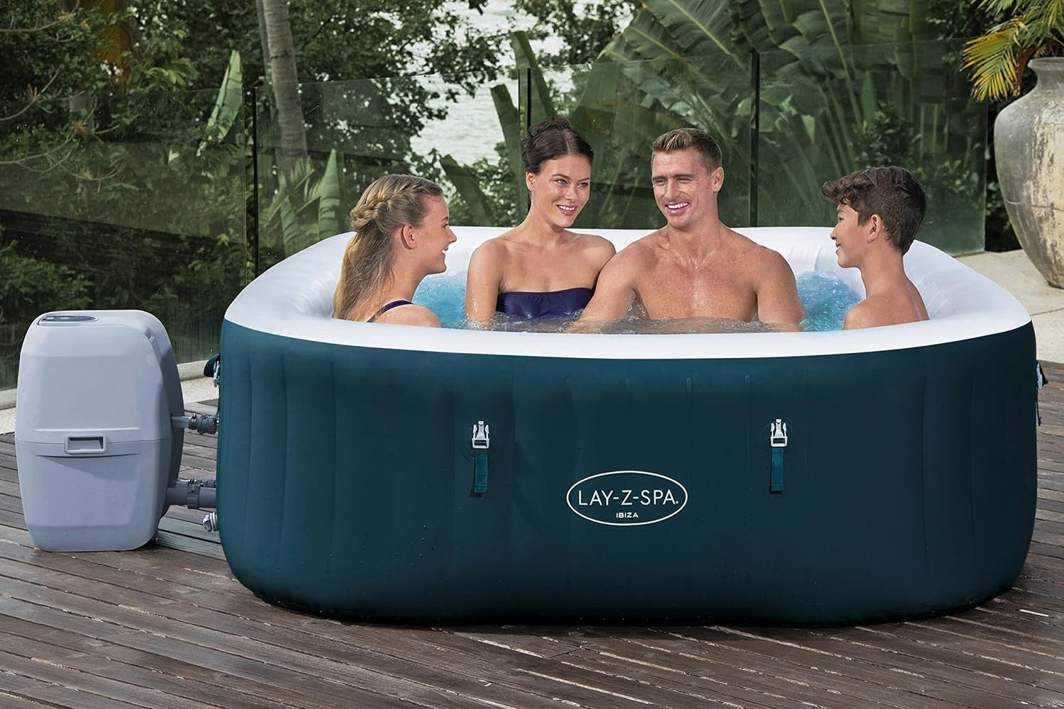 Inflatable Hot Tub Spa 140 Air Jet Massage 4–6 Person Square Garden