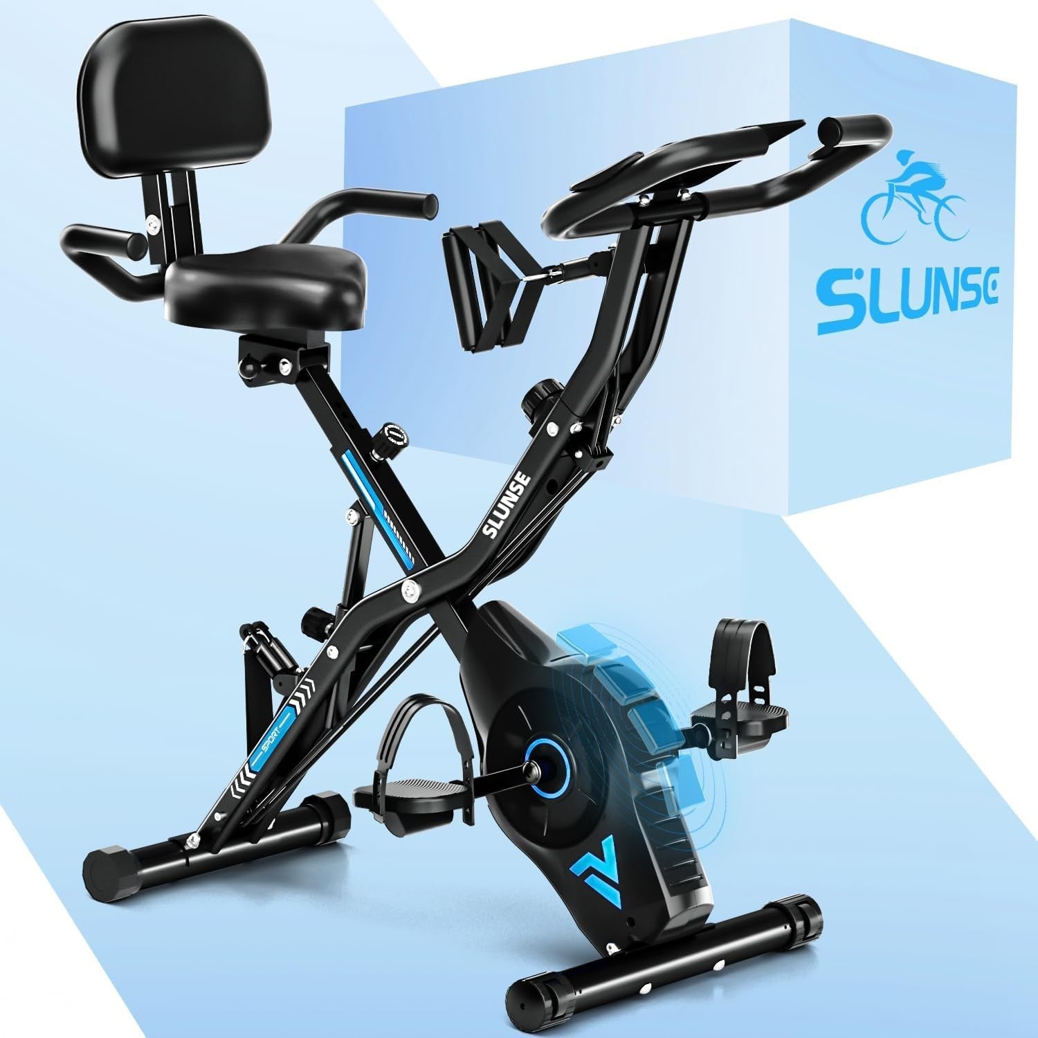 5-in-1 Folding Magnetic Exercise Bike w/ 16 Levels, LCD Monitor & 350lb Capacity